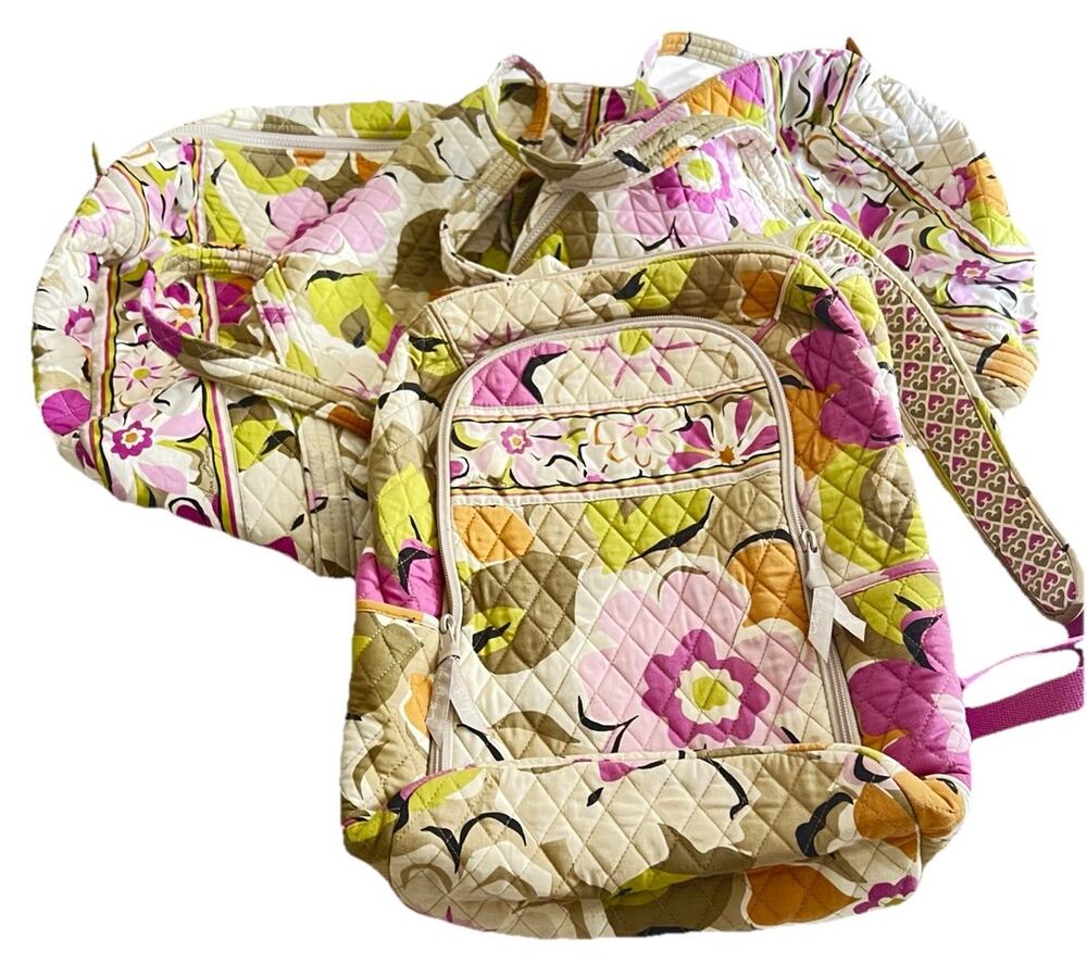 Vera Bradley Portobello Road 3 Pc Set With Sm. Duffle, Lg Weekender, Laptop Bag